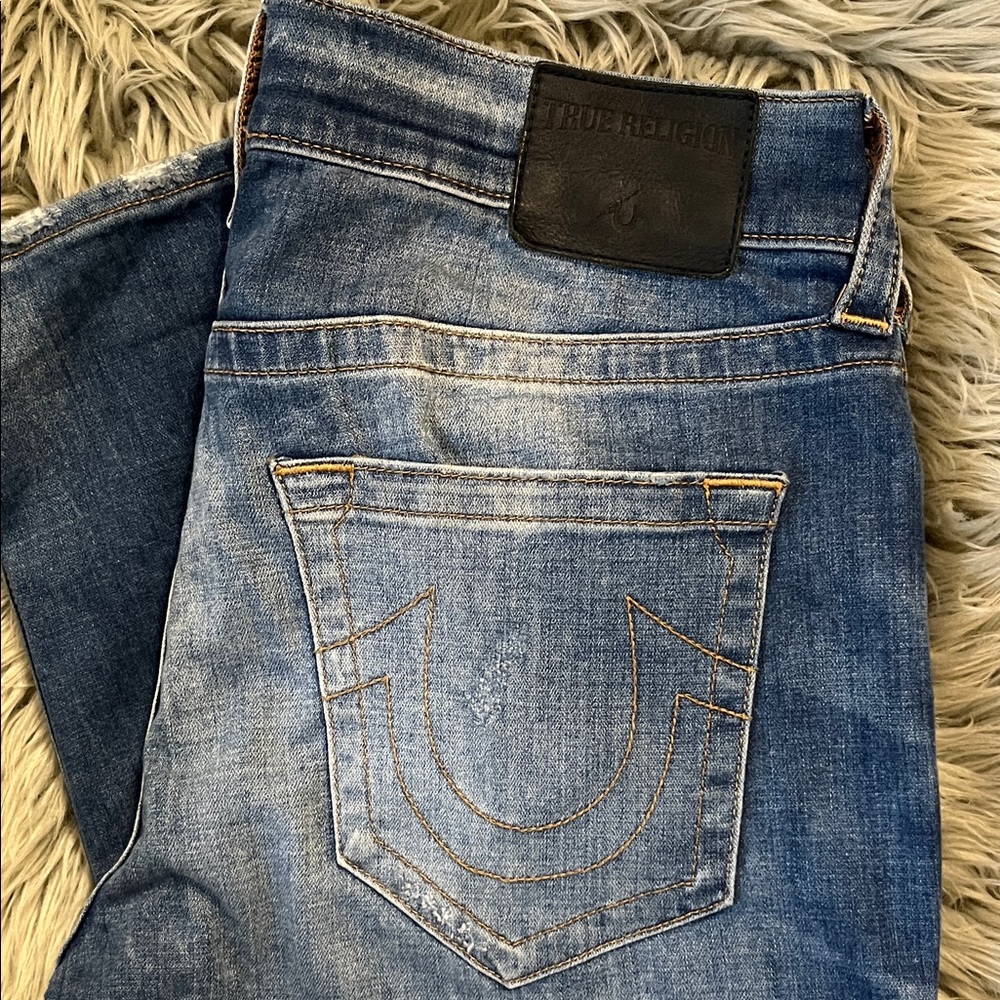 True Religion Men's Faded Blue Straight Jeans